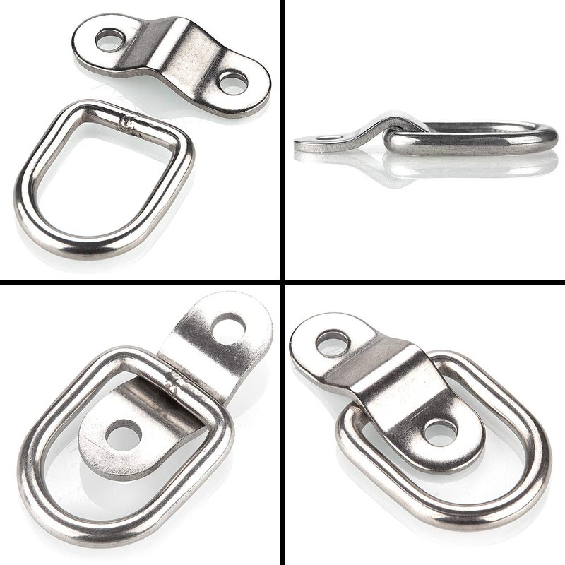 CenterZ 12 Pack Tie Down Rings with Mounting Bracket, Heavy Duty Stainless Steel Lashing Ring D-Ring Anchor Point, 1/4" Surface Mount for Trailer Truck Hauling, Cargo Load, RV Pickup Camper and Boats - Image 5